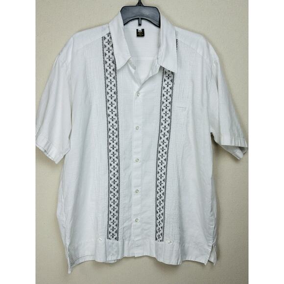 Guayaberas Finas Linen Blend White Men’s Sz 46 (small) Cuban Shirt Cigar Pocket - Picture 1 of 11
